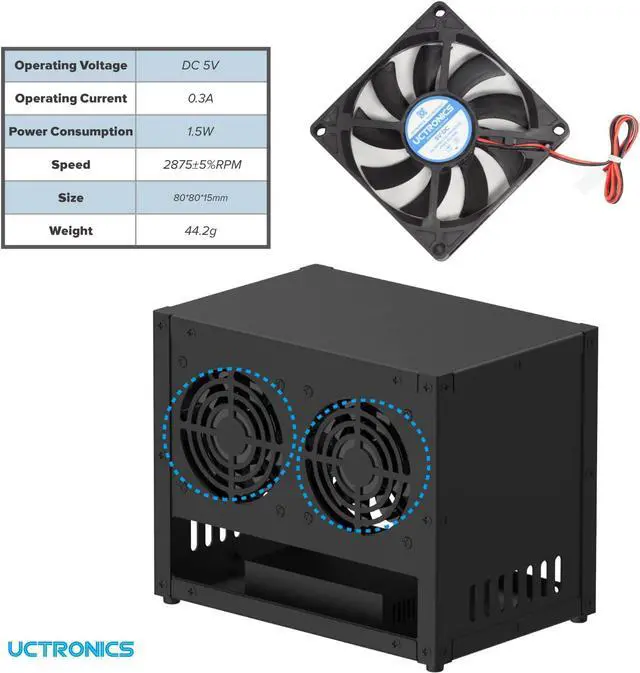 Alt view image 5 of 6 - Upgraded Complete Enclosure for Raspberry Pi Cluster, Compatible with Pi 5, 4B, 3B+/3B, and Other B Models, House Up to 4×2.5" SSD, Support PoE/PoE+ HAT and Switch, 2 Cooling Fans