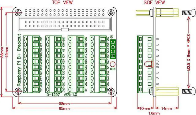 Alt view image 5 of 7 - RPi GPIO Terminal Block Breakout Board HAT, for Raspberry Pi