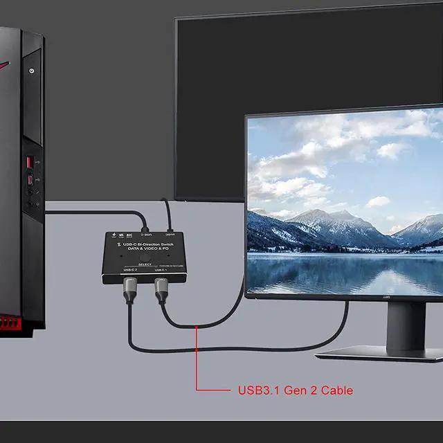 Alt view image 3 of 6 - USB-C USB3.1 Type-C 8K Switch Bi-Direction 8K@30Hz 4K@120Hz Power Delivery 100w 10Gbps Data Transfer Multi-Function Splitter Converter (8K)