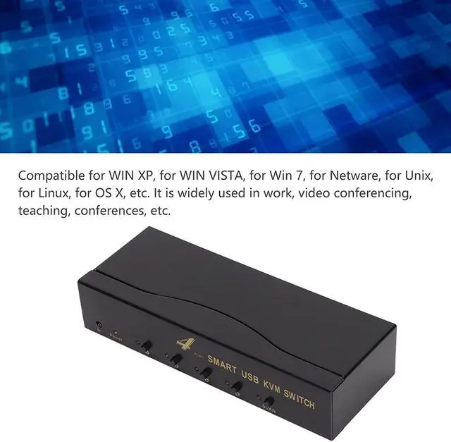 Alt view image 3 of 7 - Ennovor 4 in 1 VGA Kvm Switch, 2 Switching Modes, 1920 X 1440 Resolution, Metal Housing Fingerprint Resistant Dust Resistant Heat Dissipation Suitable for Win for Video Conferencing(USA)