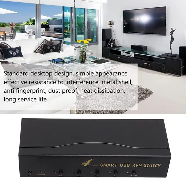 Alt view image 2 of 7 - Ennovor 4 in 1 VGA Kvm Switch, 2 Switching Modes, 1920 X 1440 Resolution, Metal Housing Fingerprint Resistant Dust Resistant Heat Dissipation Suitable for Win for Video Conferencing(USA)
