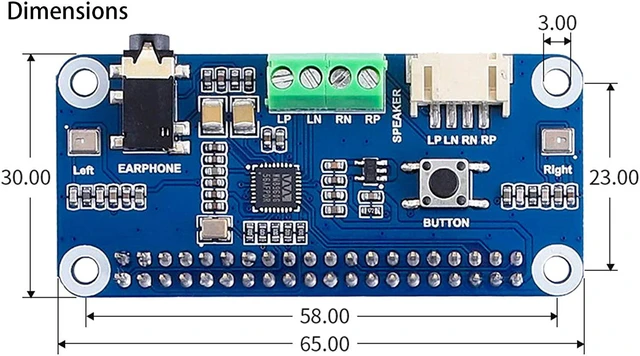Alt view image 7 of 7 - Audio HAT Module for Raspberry Pi 4B/3B+/3B/2B/B+/A+/Zero/Zero W/Pi Zero WH,WM8960 Hi-Fi Sound Card HAT Stereo CODEC, Play/Record