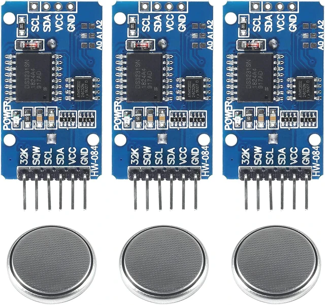 Main image of AITRIP 3PCS DS3231 Real Time Clock Module RTC Sensor High Precision AT24C32 IIC Timer Alarm Clock for Arduino Raspberry Pi with Coin Battery