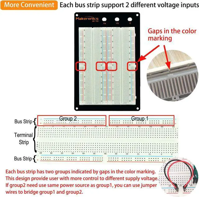 Alt view image 4 of 7 - 1660 Solderless Breadboard Kit 350 Jumper Wires 65 Jumper Wires