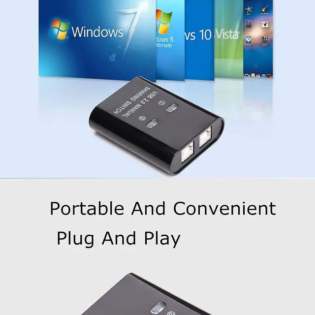 Alt view image 6 of 7 - Printer Sharing Switch, Manual Switcher Adapter, 2 Computer Share 1 Printer Scanner USB Device Hub with 2 Pack Male Cables