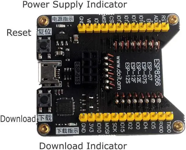 Alt view image 3 of 6 - Stemedu ESP8266 Test Board Code Burner Flash Downloader ESP8266 ESP-01S Serial WiFi Wireless Transceiver Module for Fixture Board (Pack of 5pcs)