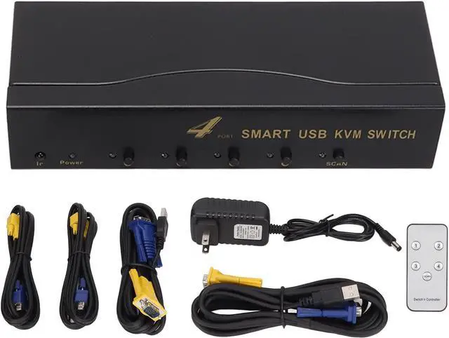 Alt view image 7 of 7 - Ennovor 4 in 1 VGA Kvm Switch, 2 Switching Modes, 1920 X 1440 Resolution, Metal Housing Fingerprint Resistant Dust Resistant Heat Dissipation Suitable for Win for Video Conferencing(USA)