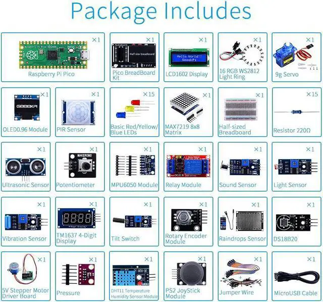 Alt view image 3 of 7 - Micro Python Programing Kit for Raspberry Pi Pico, Breadboard, I2C 1602 LCD Display Module for Raspberry Pi Beginners & Software Engineer