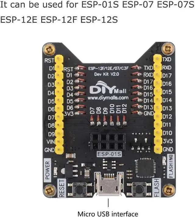 Alt view image 2 of 6 - Stemedu ESP8266 Test Board Code Burner Flash Downloader ESP8266 ESP-01S Serial WiFi Wireless Transceiver Module for Fixture Board (Pack of 5pcs)