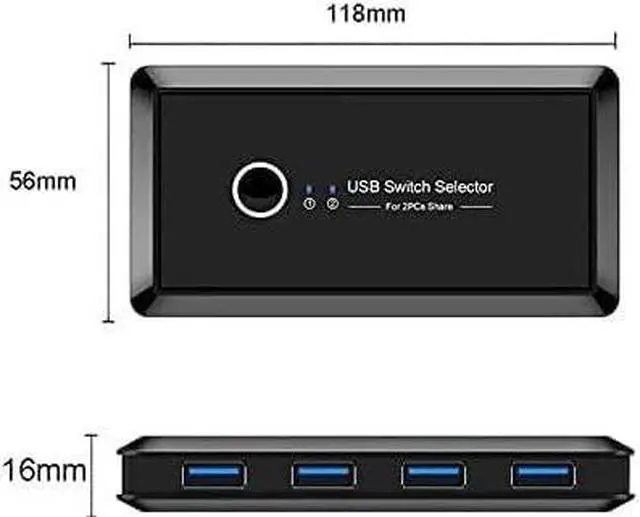 Alt view image 2 of 6 - Ennovor USB Hub, 2 in 4 Out USB 3.0 Switch Selector 2 Port PCs Sharing 4 Devices Keyboard Mouse Scanner Printer Hub