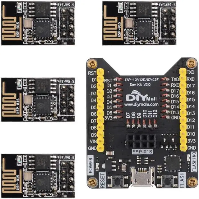 Main image of Stemedu ESP8266 Test Board Code Burner Flash Downloader ESP8266 ESP-01S Serial WiFi Wireless Transceiver Module for Fixture Board (Pack of 5pcs)