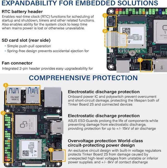 Alt view image 6 of 7 - youyeetoo Tinker Board 2S Rockchip RK3399 AI Single Board Computer with 16G EMMC for IoT Devices Support Android 10 OS