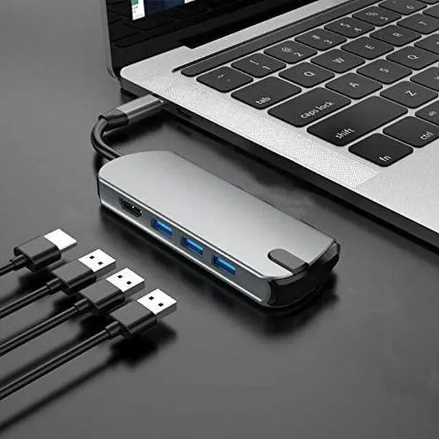 Main image of Chuanmin-us USB-C HUB 4 in 1 Type-C to HDMI USB3.0 Multi-Function Expansion Dock (Color : Grey)