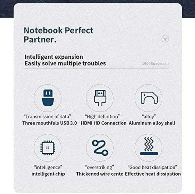 Alt view image 4 of 7 - Chuanmin-us USB-C HUB 4 in 1 Type-C to HDMI USB3.0 Multi-Function Expansion Dock (Color : Grey)