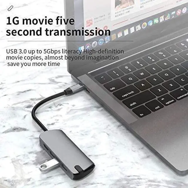 Alt view image 7 of 7 - Chuanmin-us USB-C HUB 4 in 1 Type-C to HDMI USB3.0 Multi-Function Expansion Dock (Color : Grey)