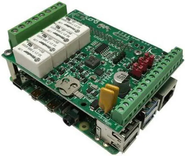 Alt view image 3 of 3 - Sfera Labs Iono Pi Pi4B 2GB - Raspberry Pi I/O Module - DIN-Rail Case, 4 relays, Analog/Digital Inputs, OC Outputs, TTL I/O, Wiegand, 1-Wire, Real Time Clock (RTC), Secure Element Chip