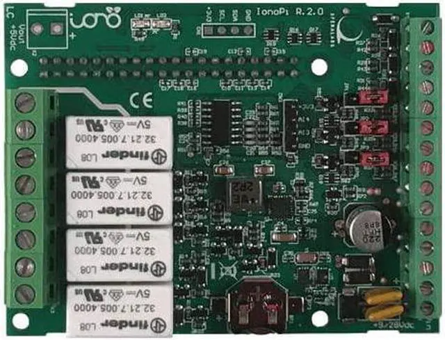 Alt view image 2 of 3 - Sfera Labs Iono Pi Pi4B 2GB - Raspberry Pi I/O Module - DIN-Rail Case, 4 relays, Analog/Digital Inputs, OC Outputs, TTL I/O, Wiegand, 1-Wire, Real Time Clock (RTC), Secure Element Chip