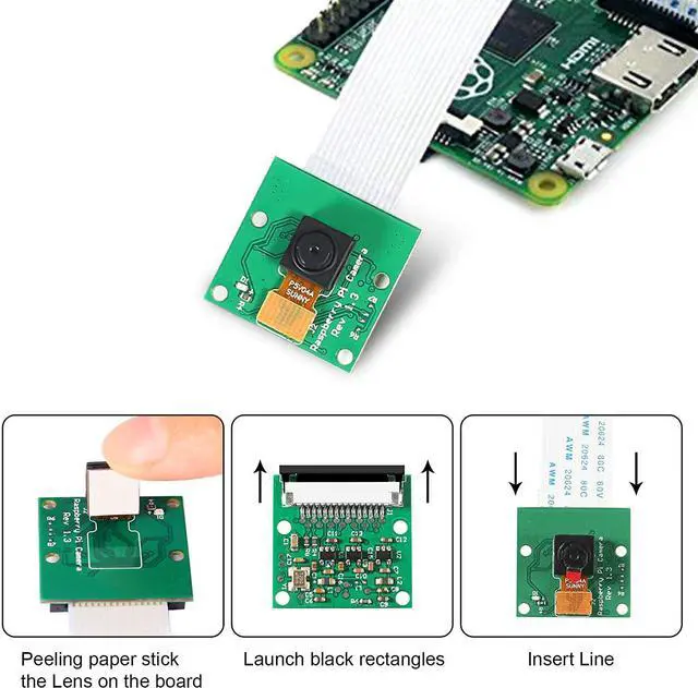 Alt view image 3 of 7 - ALMOCN 2PCS 5 Megapixels Camera Module for Raspberry Pi 1080P HD OV5647 Sensor with 6 Inch 15 Pin Ribbon Cable for Raspberry Pi 3, 3B+, 4 and Model A/B/B+