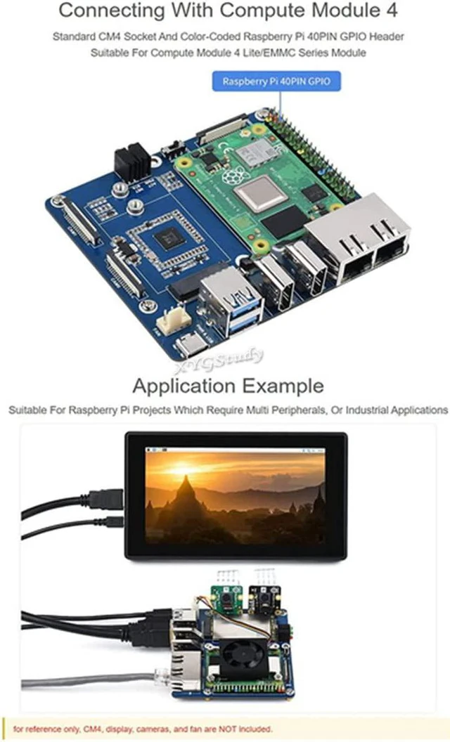 Alt view image 6 of 7 - Dual Gigabit Ethernet 5G 4G Base Board Designed for Raspberry Pi Compute Module 4 Providing Interfaces Including: ETH/CSI/DSI/RTC/HDMI/SD/USB/M.2 B Key @XYGStudy (CM4-DUAL-ETH-4G/5G-BASE)