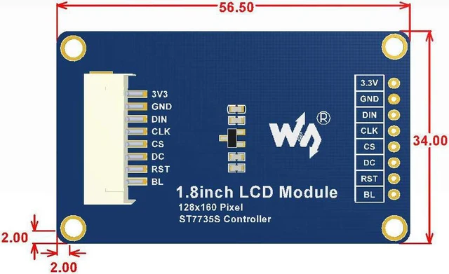 Alt view image 4 of 6 - Waveshare 1.8 LCD Compatible with Jetson Nano/Raspberry Pi 4B/ 3B+/ 3A+/ 3B/ 2B/ 1B+/ 1A+/ Zero 2 W/Zero W/Zero