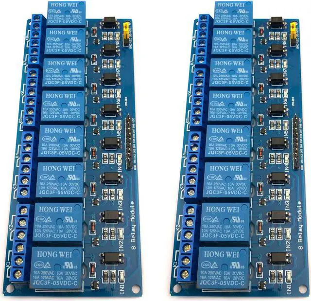 Main image of FainWan 2pcs 8 Channel DC 5V Relay Module with Optocoupler for UNO R3 MEGA 2560 1280 DSP ARM PIC AVR STM32 Rasp-Berry Pi