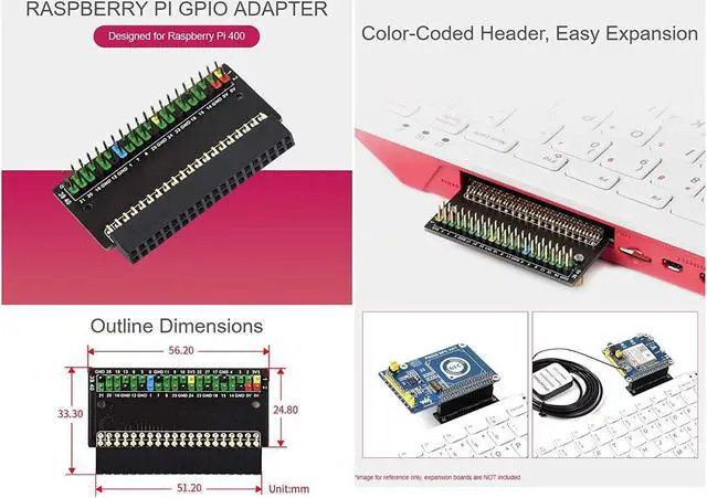 Alt view image 7 of 7 - Letaclanic 400 GPIO Header Adapter for Raspberry Pi, Header Expansion, Color-Coded Header, Easy Expansion