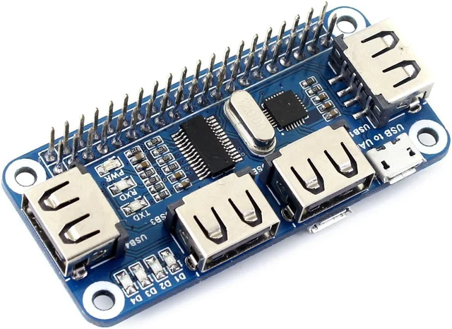 Main image of Waveshare 4 Port USB HUB Board Compatible with Raspberry Pi Features USB to UART Converter
