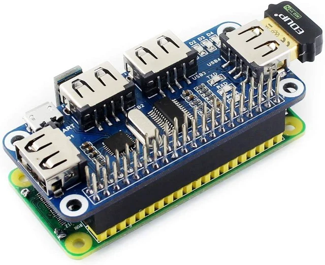 Alt view image 4 of 5 - Waveshare 4 Port USB HUB Board Compatible with Raspberry Pi Features USB to UART Converter