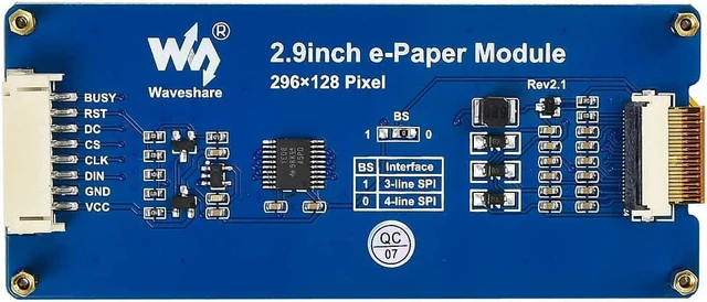 Alt view image 2 of 7 - Waveshare 2.9inch E-Ink Display Module for Raspberry Pi & More, 296x128 Resolution, SPI Interface, Partial Refresh, Barebone PC Design