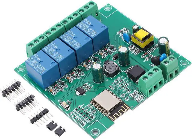 Alt view image 7 of 7 - Relay Module, Wireless Development Board ESP8266 Relay Module WIFI 4?Channel Development Board with 2 X Sockets for Relay Module
