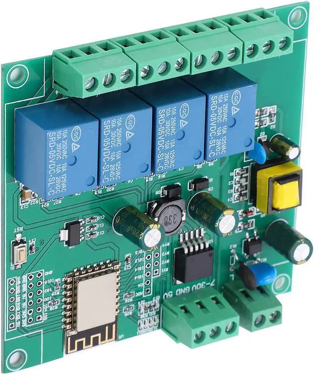 Alt view image 3 of 7 - Relay Module, Wireless Development Board ESP8266 Relay Module WIFI 4?Channel Development Board with 2 X Sockets for Relay Module
