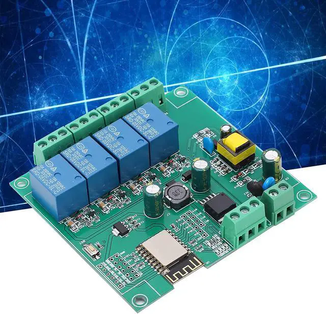 Alt view image 4 of 7 - Relay Module, Wireless Development Board ESP8266 Relay Module WIFI 4?Channel Development Board with 2 X Sockets for Relay Module