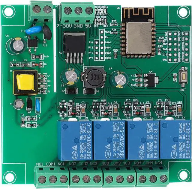 Alt view image 5 of 7 - Relay Module, Wireless Development Board ESP8266 Relay Module WIFI 4?Channel Development Board with 2 X Sockets for Relay Module