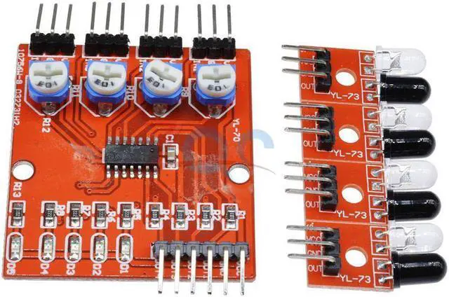 Alt view image 2 of 6 - 4 Channel Infrared Tracking Line Sensor Module Transmission Obstacle Avoidance for Arduino DIY Smart Car Robot