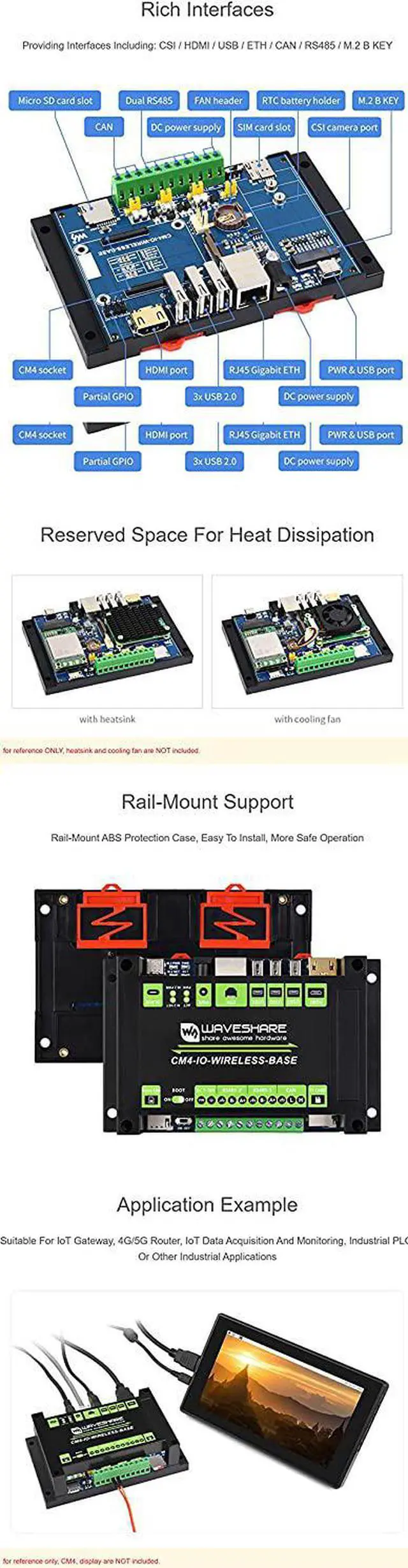 Alt view image 5 of 7 - Industrial IoT Wireless Expansion Module Based Raspberry Pi Compute Module 4 (CM4),Support 4G/5G/LoRa, Multi Interfaces