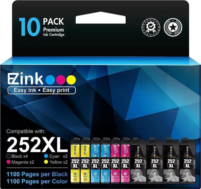 Main image of E-Z Ink (TM Remanufactured Ink Cartridge Replacement  252XL 252 XL Ink cartridges Combo Pack for Workforce WF-7110 WF-7710 WF-7720 WF-3640 WF-3620 (4 Large Black, 2 Cyan 2 Magenta 2 Yellow)