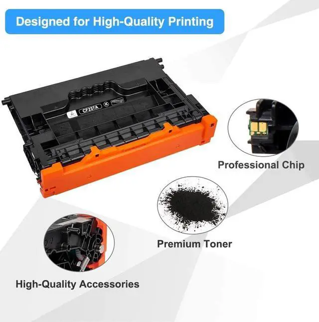 Alt view image 4 of 6 - CF237A 37A Black Toner Cartridge 2-Pack Compatible Replacement for HP 37A 37X Toner Cartridge for HP Laserjet Enterprise M607n M607dn M608n M608dn M607 M608 M609 MFP M631 M632 M633 Series Printer
