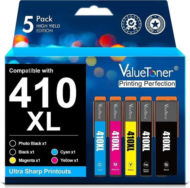 Main image of Valuetoner Remanufactured Ink Cartridge Replacement  410XL 410 XL T410XL for Expression XP-7100 XP-530 XP-630 XP640 XP-830 XP635 Printer (Black, Cyan, Magenta, Yellow, Photo Black, 5 Pack)