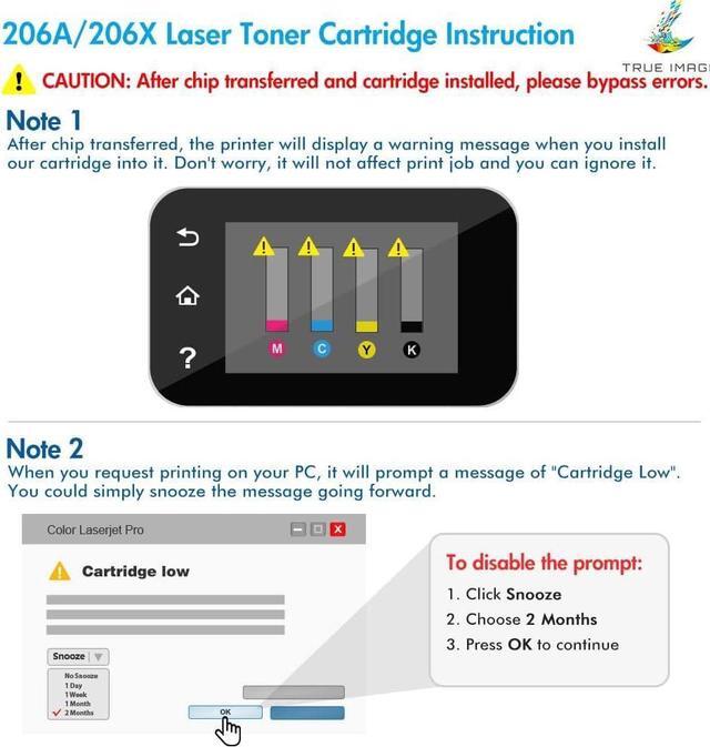 Alt view image 6 of 6 - TRUE IMAGE Compatible Toner Cartridge Replacement for HP 206A 206X W2110A W2110X Color Pro M255dw MFP M283fdw M283cdw M283 M255 Printer Toner (Black Cyan Yellow Magenta, 4-Pack)