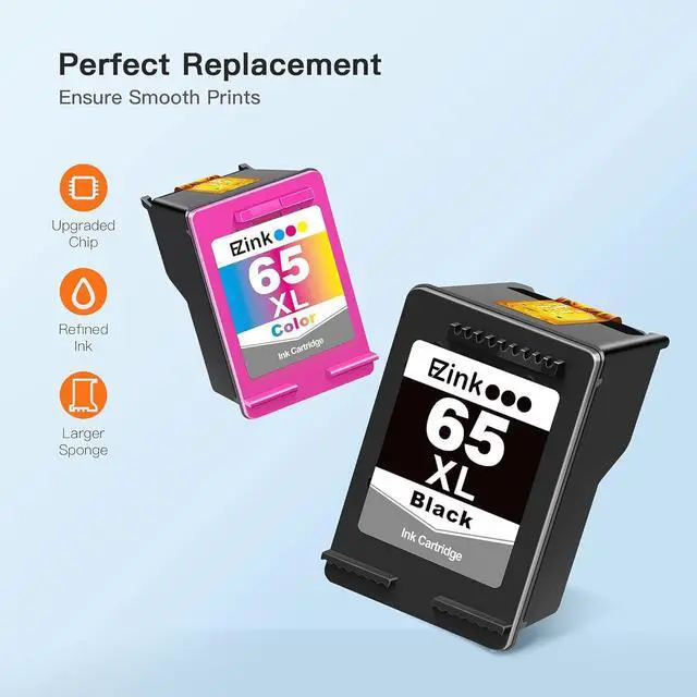 Alt view image 5 of 5 - E-Z Ink (TM Remanufactured 65XL High-Yield Ink Cartridge Replacement  65 XL to use with Envy 5055 5052 5058 DeskJet 2622 2624 2652 2655 3752 3755 Printer (Black and Tri-Color, 2 Pack)