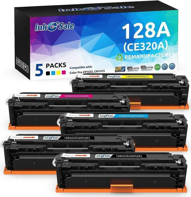 Main image of INK E-SALE 5-Pack Remanufactured Toner Cartridge Replacement for HP 128A CE320A CE321A CE322A CE323A Canon 116 Toner Ink Set for HP LaserJet CP1525n CP1525nw CM1415fn CM1415fnw MF8080Cw Printer