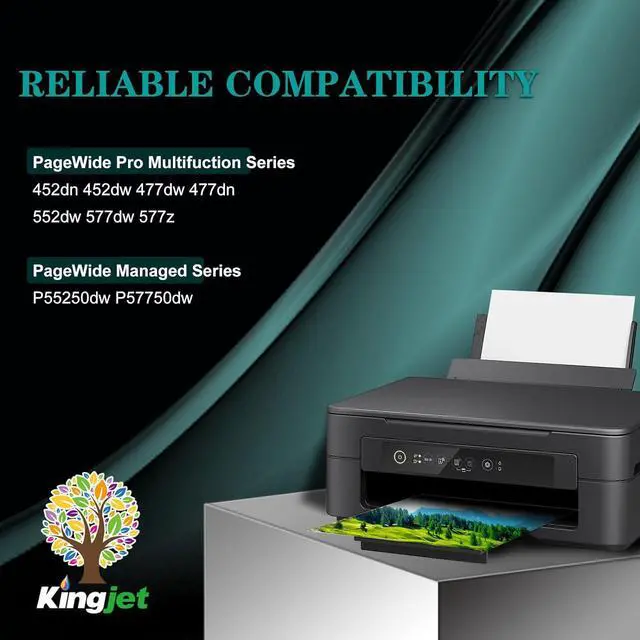 Alt view image 2 of 7 - Kingjet 972X Black Ink Cartridges Replacement  972X 972 972A Black Ink for PageWide Pro 477dw 577dw 577z 552dw 452dn 452dw 477dn PageWide Managed P55250dw P57750dw Printer, 1  972X Black