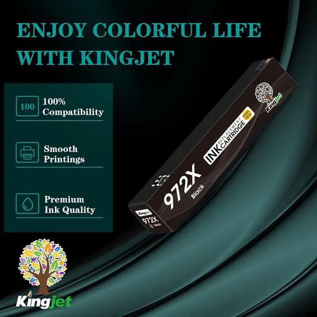 Alt view image 6 of 7 - Kingjet 972X Black Ink Cartridges Replacement  972X 972 972A Black Ink for PageWide Pro 477dw 577dw 577z 552dw 452dn 452dw 477dn PageWide Managed P55250dw P57750dw Printer, 1  972X Black