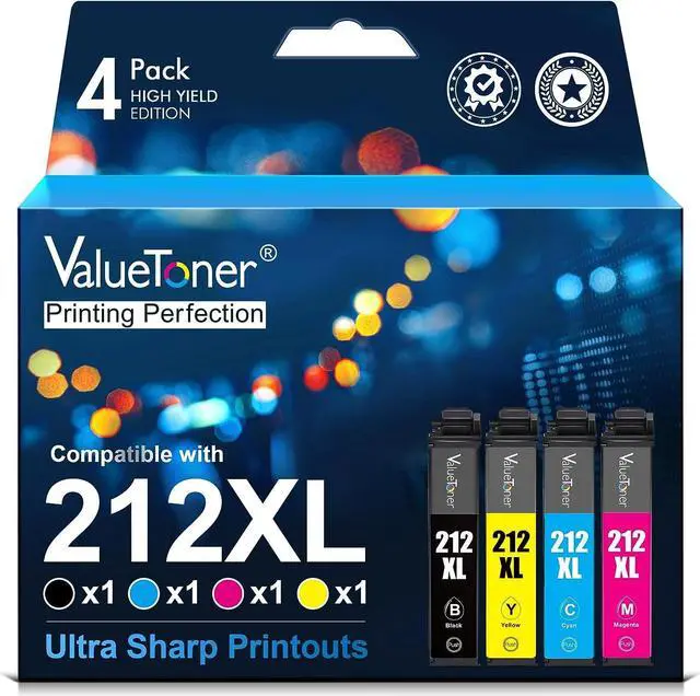 Main image of Valuetoner 212XL 212 XL Remanufactured Ink Cartridge Replacement  212XL T212 XL to use with Epson XP-4100 XP-4105 Workforce WF-2830 WF-2850 Printer (1 Black, 1 Cyan, 1 Magenta, 1 Yellow)
