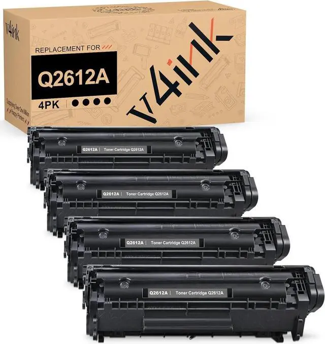 Main image of v4ink 4PK Compatible 12A Toner Cartridge Replacement for 12A Q2612A Toner Black Ink for use with HP 1012 1018 1020 1022 1022N 3015 M1005 M1319F Canon D420 D450 D480 MF4150 MF4350D MF4370DN Printer