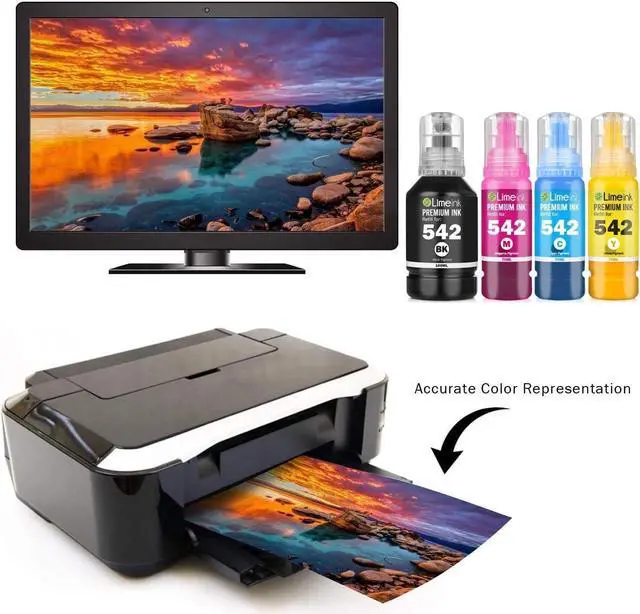 Alt view image 4 of 6 - Limeink Compatible Ink Bottles Replacement  542 Ink  542 Black Ink  Ecotank Printer Ink Refill for Ecotank Ink Refill Ink Bottles (1 Black, 1 Cyan, 1 Magenta, 1 Yellow)