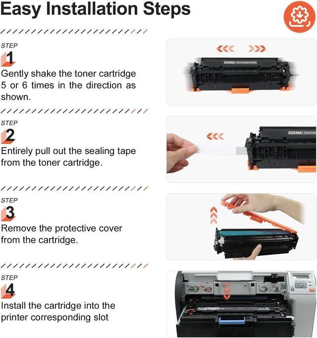 Alt view image 5 of 6 - v4ink Remanufactured CC530A Toner Cartridge Replacement for HP 304A CC530A CC531A CC532A CC533A for HP Laserjet CP2025n CP2025dn CP2025x CM2320 CM2320n CM2320fxi Color Printer (4-Pack)