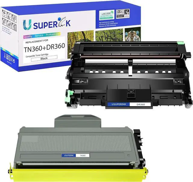 Main image of SuperInk 2 Pack Compatible for Brother DR360 Drum Unit TN360 Toner Cartridge (1 Drum,1 Toner ) use in DCP-7030 DCP-7040 HL-2140 HL-2150N HL-2170W MFC-7340 MFC-7840W MFC-7440N MFC-7345N Printer