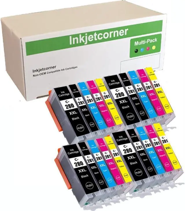 Main image of Inkjetcorner Compatible Ink Cartridges Replacement for PGI-280XXL CLI-281XXL PGI 280 XXL CLI 281 for use with TR8622A TR8620A TR8620 TR8622 TR7520 TS6320 TR8520 TS9520 TS702A (20-Pack)