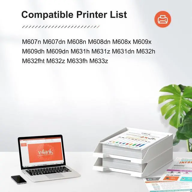 Alt view image 2 of 7 - CF237A V4INK Compatible Toner Cartridge Replacement  37A CF237A Toner Black  M607 M608 M609 M607n M607dn M608n M608dn M608x M609dn M631h M631dn M632h M632fht M632z M633fh Printer, 1 Pack